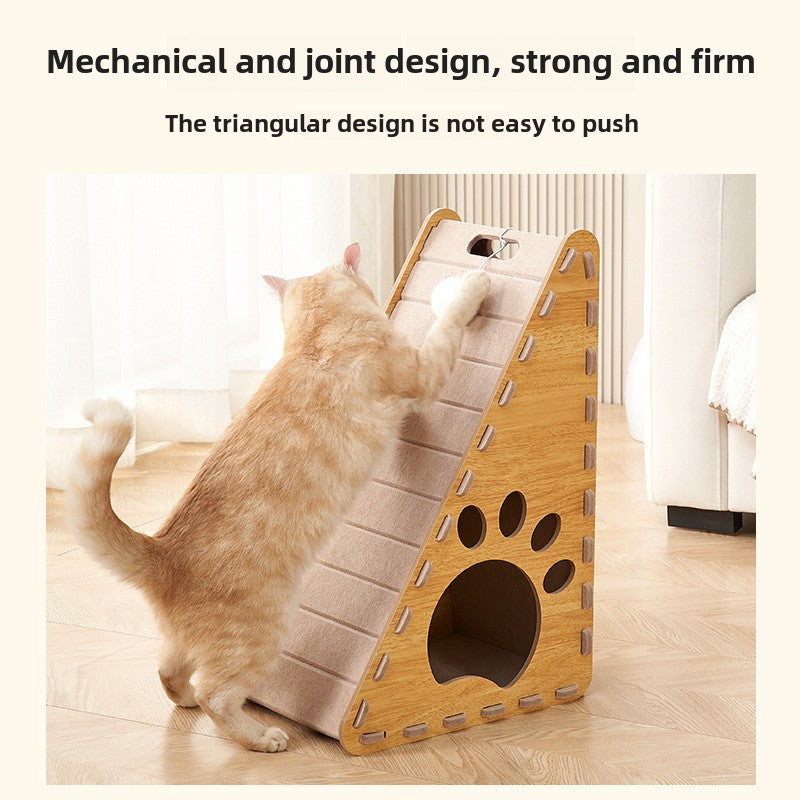 The cat litter is integrated, wear-resistant and non-crumb-resistant, cat scratch-resistant, triangular large vertical felt cat claw board, anti-cat scratch.