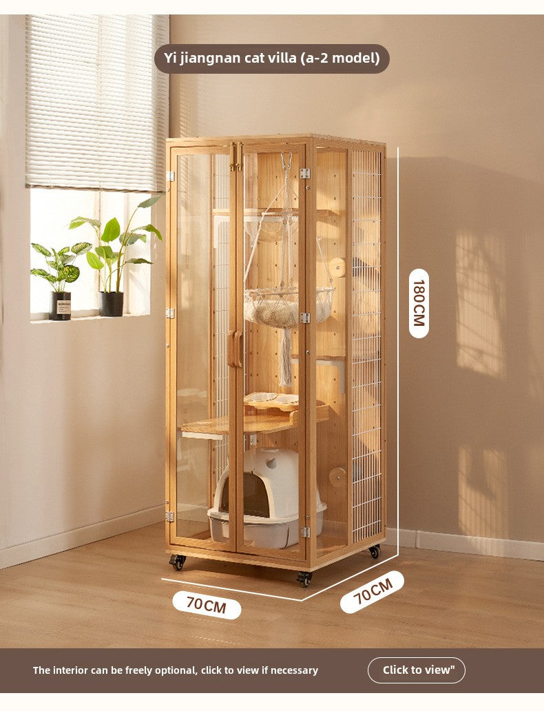 DIY cat villa solid wood cat cage household does not occupy an area cat house oversized free space cat house panoramic cat cabinet