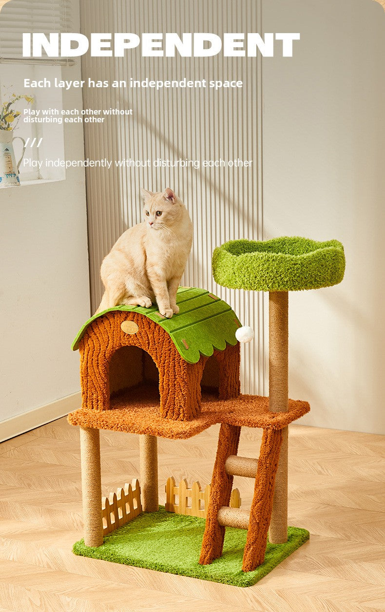 Cat climbing frame Four seasons universal cat nest integrated cat shelf Small ladder Space capsule nest Sisal scratching column Cat toy