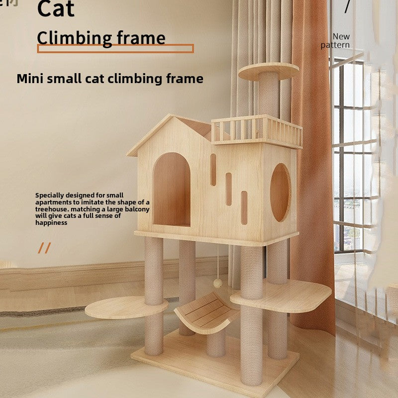 Luxury small cat climbing frame Solid wood cat frame Large cat house Cat nest Cat jumping platform Cat tree