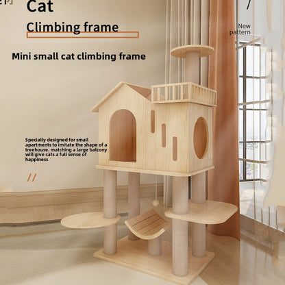 Luxury small cat climbing frame Solid wood cat frame Large cat house Cat nest Cat jumping platform Cat tree