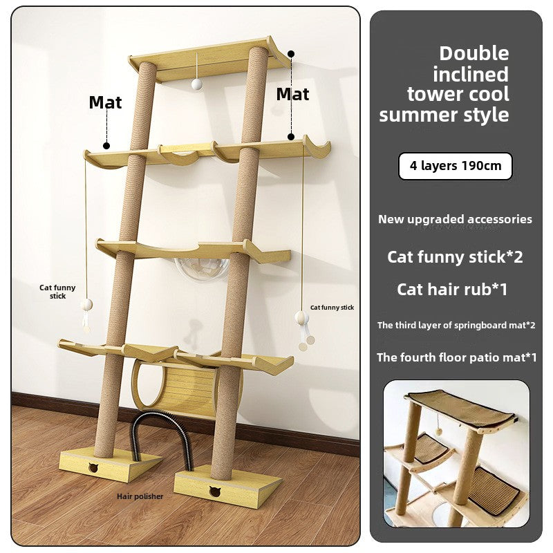 Cat climbing frame Leaning tower Cat frame Cat jumping platform Space capsule Cat tower Solid wood against the wall Cat climbing frame Cat nest Cat tree integrated