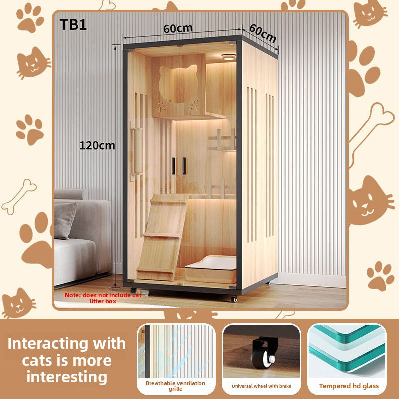Cat Villa Wooden Cat Cage Household Indoor Double-layer Cat Cabinet Three-layer Cat House Pet Cabinet Cat Nest Cat House