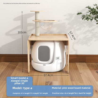 Solid wood cat climbing frame  cabinet indoor odor isolation semi-closed cat toilet significant other space capsule cat nest