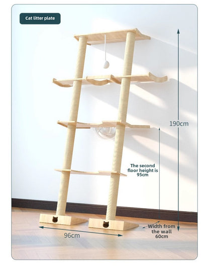 Cat climbing frame Leaning tower Cat frame Cat jumping platform Space capsule Cat tower Solid wood against the wall Cat climbing frame Cat nest Cat tree integrated