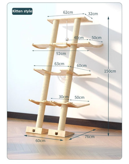 Cat climbing frame Leaning tower Cat frame Cat jumping platform Space capsule Cat tower Solid wood against the wall Cat climbing frame Cat nest Cat tree integrated