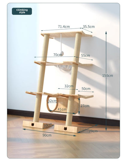 Cat climbing frame Leaning tower Cat frame Cat jumping platform Space capsule Cat tower Solid wood against the wall Cat climbing frame Cat nest Cat tree integrated