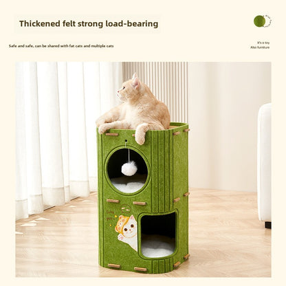 Multi-layer closed cat house, warm and safe in winter, cat nest, cat climbing frame integrated, cat sleeping nest, multi-cat family