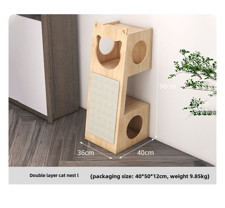 cattery 2024 Cat House Cat House Semi-enclosed Cat Nest Universal Solid Wood Cat Nest in All Seasons