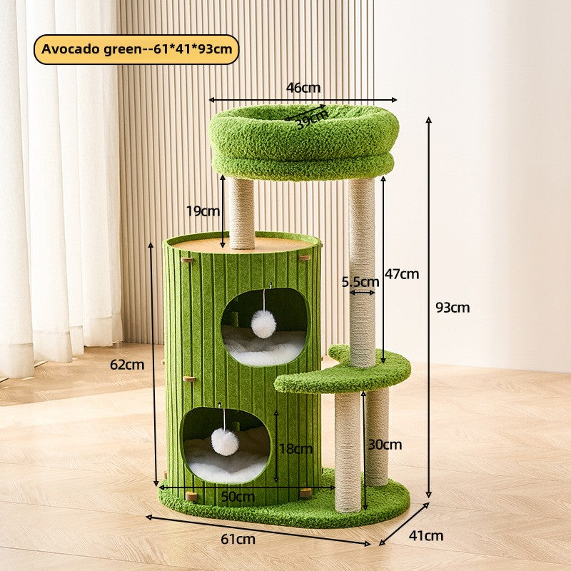 Cat climbing frame household does not occupy a tree hole cat nest integrated winter warm cat scratching nest cat double jumping platform felt bucket