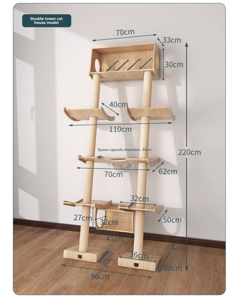 Cat climbing frame Leaning tower Cat frame Cat jumping platform Space capsule Cat tower Solid wood against the wall Cat climbing frame Cat nest Cat tree integrated