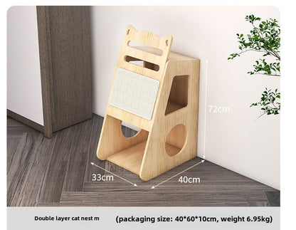 cattery 2024 Cat House Cat House Semi-enclosed Cat Nest Universal Solid Wood Cat Nest in All Seasons