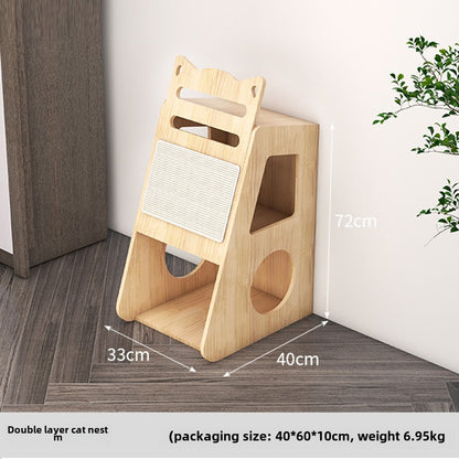 2024 New Multifunctional Cat House Solid Wood Cat House Sisal Mat Space Capsule Cat Nest