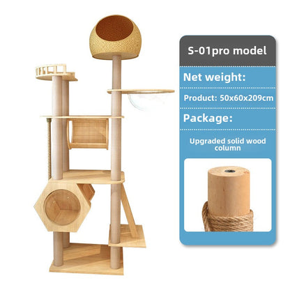 Large cat frame Cat climbing frame Wholesale Solid wood cat nest Jump platform Space capsule Original luxury cat rack Integrated type