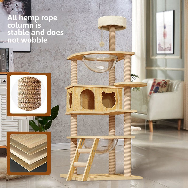 Wholesale cat climbing frame cat nest cat tree integrated factory direct sales cat scratching board solid wood large cat jumping platform column