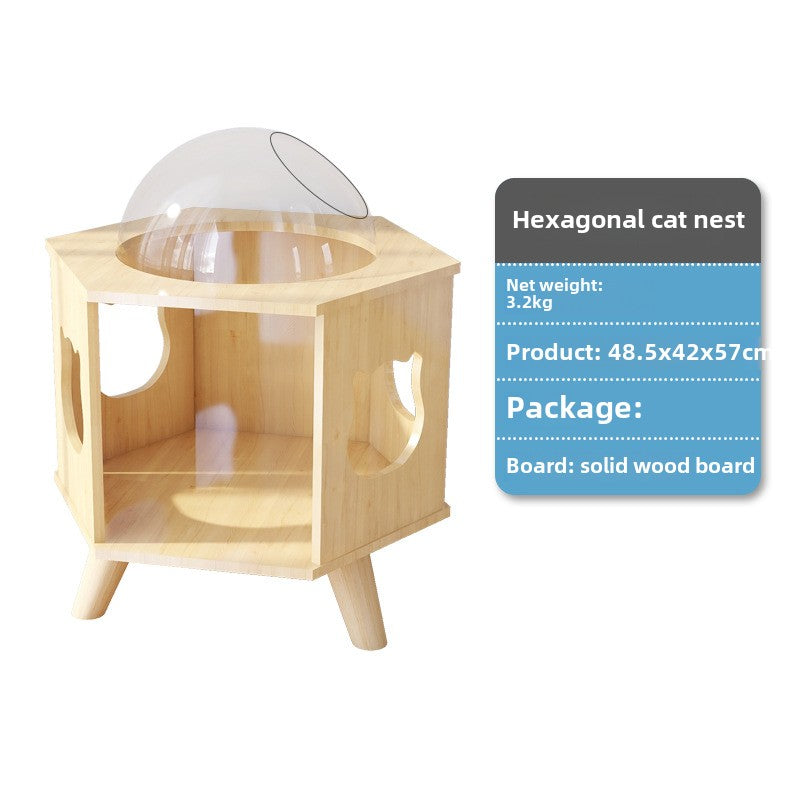 cattery 2024 Cat House Cat House Semi-enclosed Cat Nest Universal Solid Wood Cat Nest in All Seasons