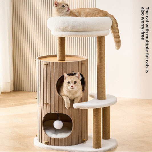 Cat climbing frame household small apartment does not occupy a tree hole cat nest integrated winter warm cat double jumping platform felt bucket