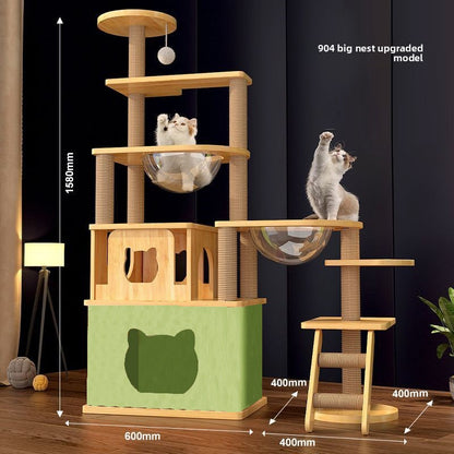 Wholesale cat climbing frame cat nest cat tree integrated factory direct sales cat scratching board solid wood large cat jumping platform column