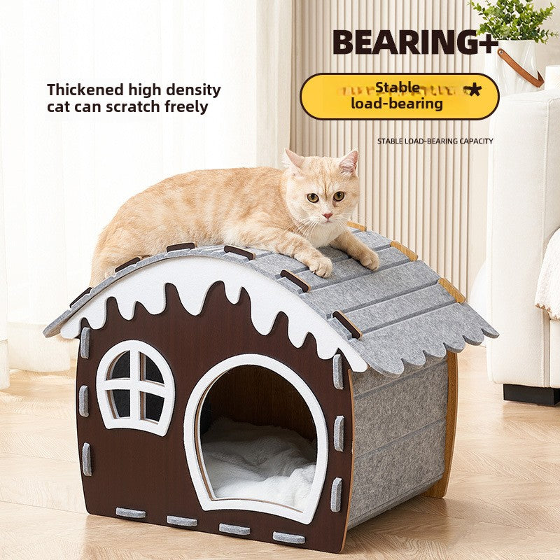 Winter warm closed cat nest security cat house felt cat scratch nest wear-resistant four-season universal scratch-resistant cat house