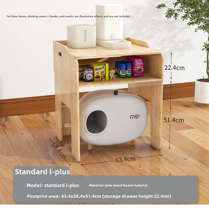 Solid wood cat climbing frame  cabinet indoor odor isolation semi-closed cat toilet significant other space capsule cat nest