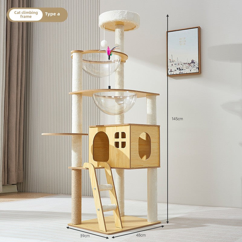 Cat climbing frame cat nest cat tree integrated household solid wood cat shelf space capsule cat nest cat observation platform cat jumping platform