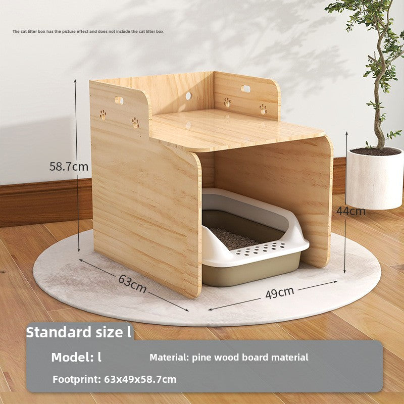 Solid wood cat climbing frame  cabinet indoor odor isolation semi-closed cat toilet significant other space capsule cat nest