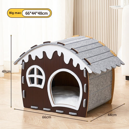 Winter warm closed cat nest security cat house felt cat scratch nest wear-resistant four-season universal scratch-resistant cat house