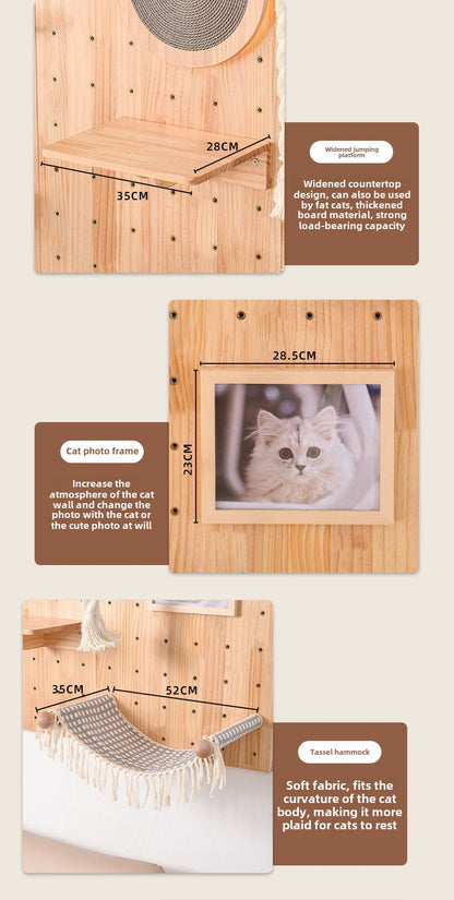 Wall type cat climbing frame cat jumping platform hole board cat wall solid wood cat climbing ladder jumping platform space capsule cat nest cat shelf