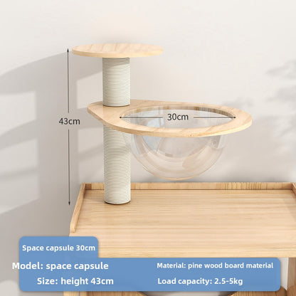 Solid wood cat climbing frame  cabinet indoor odor isolation semi-closed cat toilet significant other space capsule cat nest