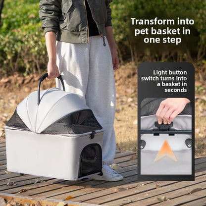 Double Pet Cart Dog Cat Teddy Baby Cart Out Pet Cart Lightweight Foldable Outdoor Travel