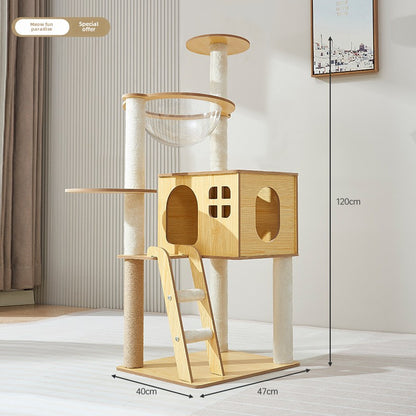 Cat climbing frame cat nest cat tree integrated household solid wood cat shelf space capsule cat nest cat observation platform cat jumping platform
