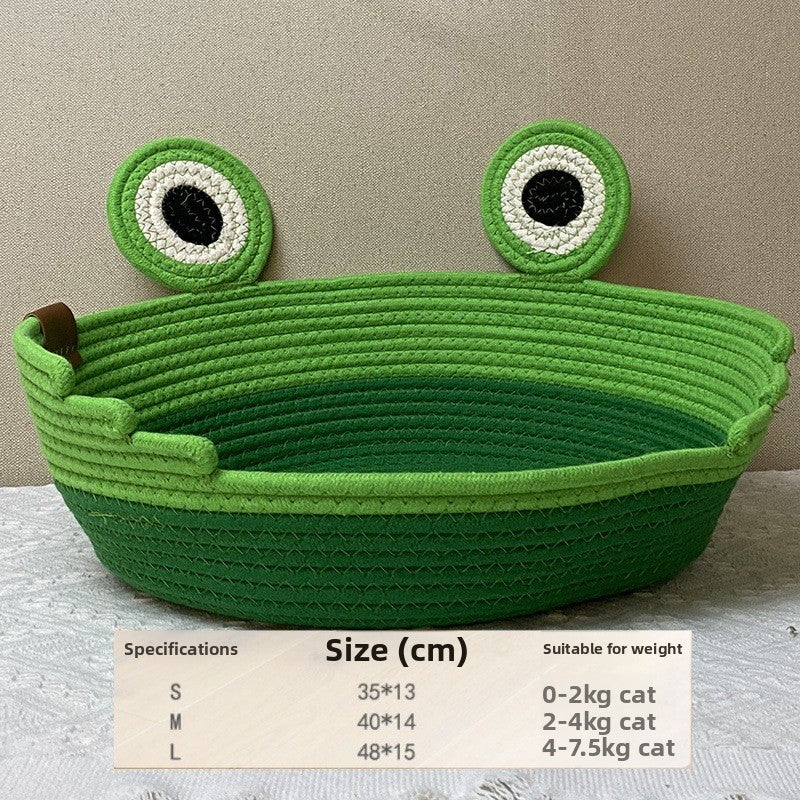 Woven cat nest frog prince design pet nest universal in all seasons washable grinding claws cat scratching board integrated sleeping nest
