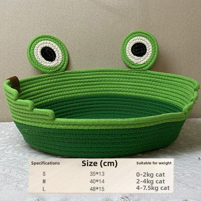 Woven cat nest frog prince design pet nest universal in all seasons washable grinding claws cat scratching board integrated sleeping nest
