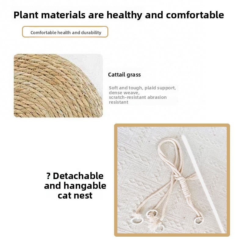 Four Seasons Universal Straw Woven Winter Warm Cat Nest Puff Grass Woven Cat Supplies Four Seasons Super Large Pet Nest Spot