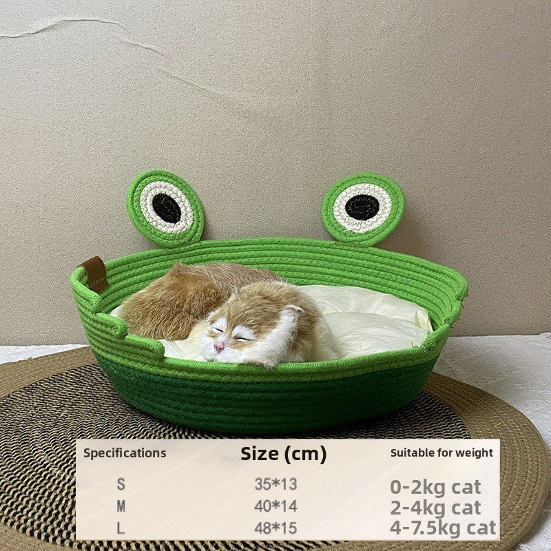 Woven cat nest frog prince design pet nest universal in all seasons washable grinding claws cat scratching board integrated sleeping nest