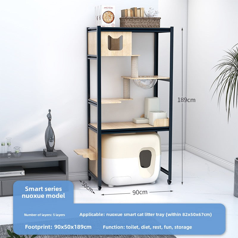 Large cat climbing frame cat climbing cabinet  cat shelf cat toilet  integrated solid wood cat frame multi-layer