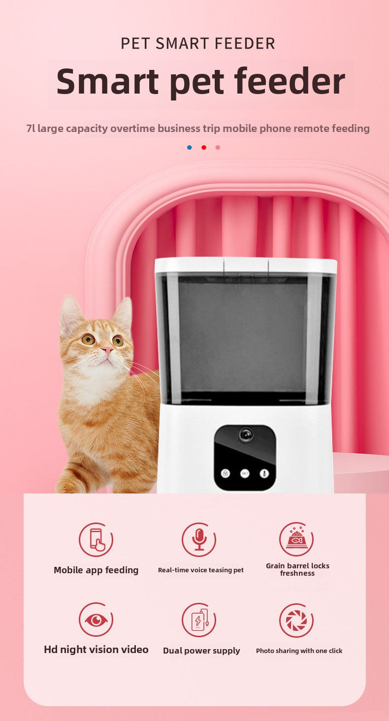 pet feeder pet smart feeder cat dog food delivery timing quantitative 7L feeder wifi cat automatic multi-function