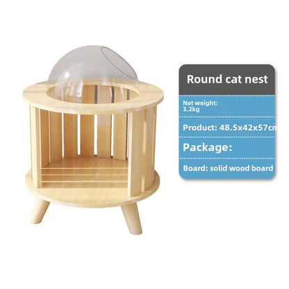 cattery 2024 Cat House Cat House Semi-enclosed Cat Nest Universal Solid Wood Cat Nest in All Seasons