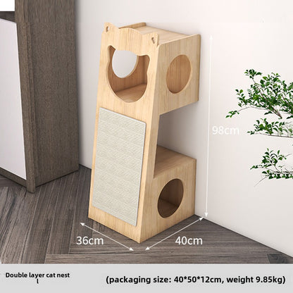 2024 New Multifunctional Cat House Solid Wood Cat House Sisal Mat Space Capsule Cat Nest