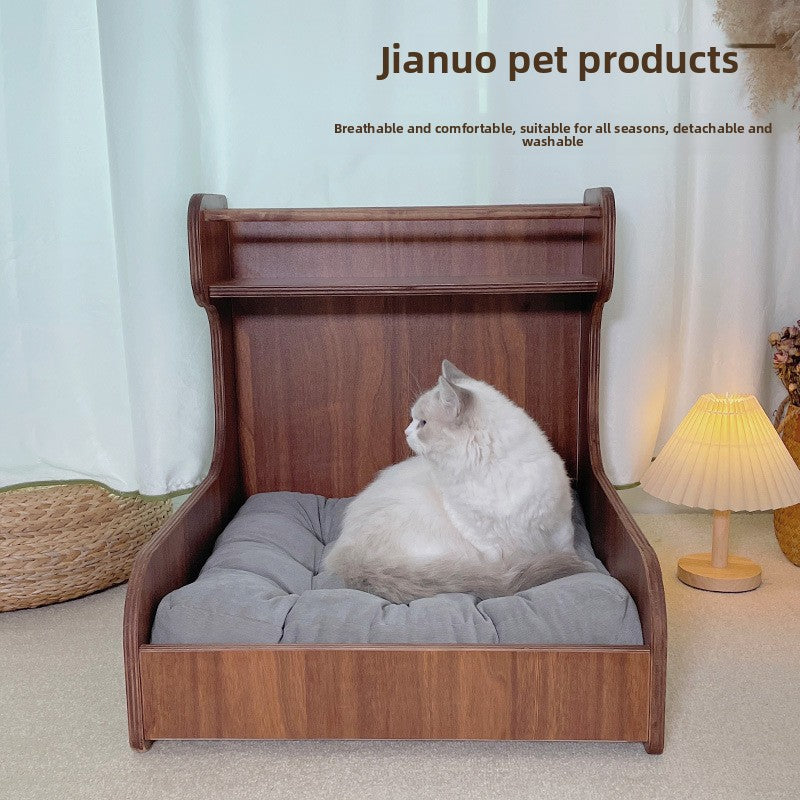 Pet sofa bed, cat and dog litter, wooden small bed, surrounded, with bottom cushion, small dog and cat universal four-season kennel