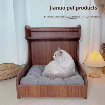 Pet sofa bed, cat and dog litter, wooden small bed, surrounded, with bottom cushion, small dog and cat universal four-season kennel