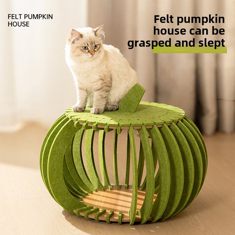 cattery Cat nest universal scratch-resistant felt nest cat toy creative pumpkin house wear-resistant semi-closed cat sleep