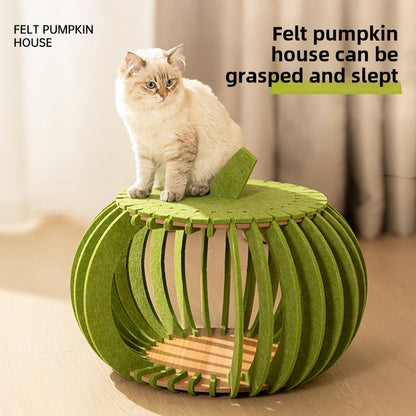 cattery Cat nest universal scratch-resistant felt nest cat toy creative pumpkin house wear-resistant semi-closed cat sleep