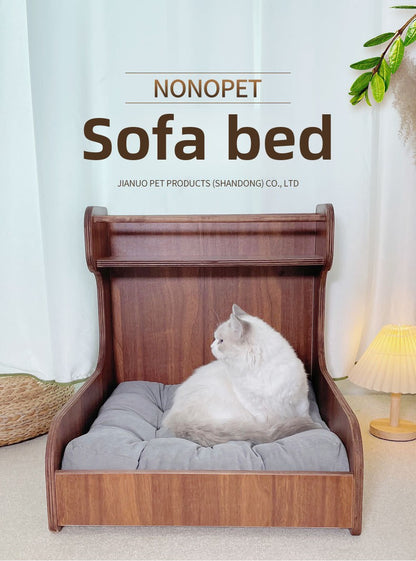 Pet sofa bed, cat and dog litter, wooden small bed, surrounded, with bottom cushion, small dog and cat universal four-season kennel