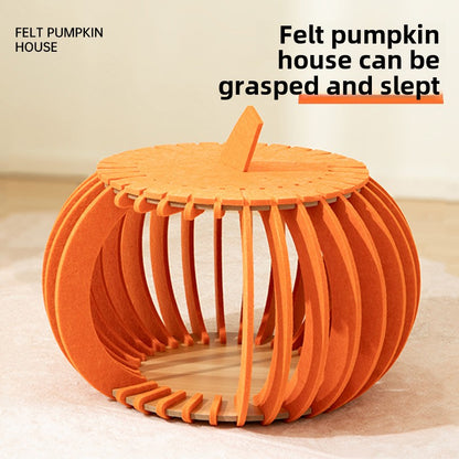 cattery Cat nest universal scratch-resistant felt nest cat toy creative pumpkin house wear-resistant semi-closed cat sleep