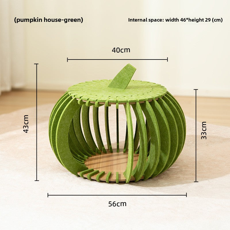 cattery Cat nest universal scratch-resistant felt nest cat toy creative pumpkin house wear-resistant semi-closed cat sleep