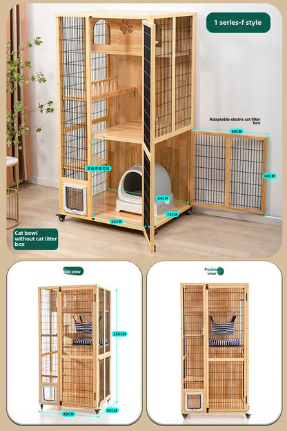 Cat Villa Factory Direct Sales Solid Wood Cat Cage Large Pet Household Cage Indoor Three Layers Four Layers Free Space