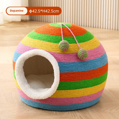 Cat nest security closed cat sleeping nest sword hemp rope cat scratching board nest scratch resistant winter warm all seasons