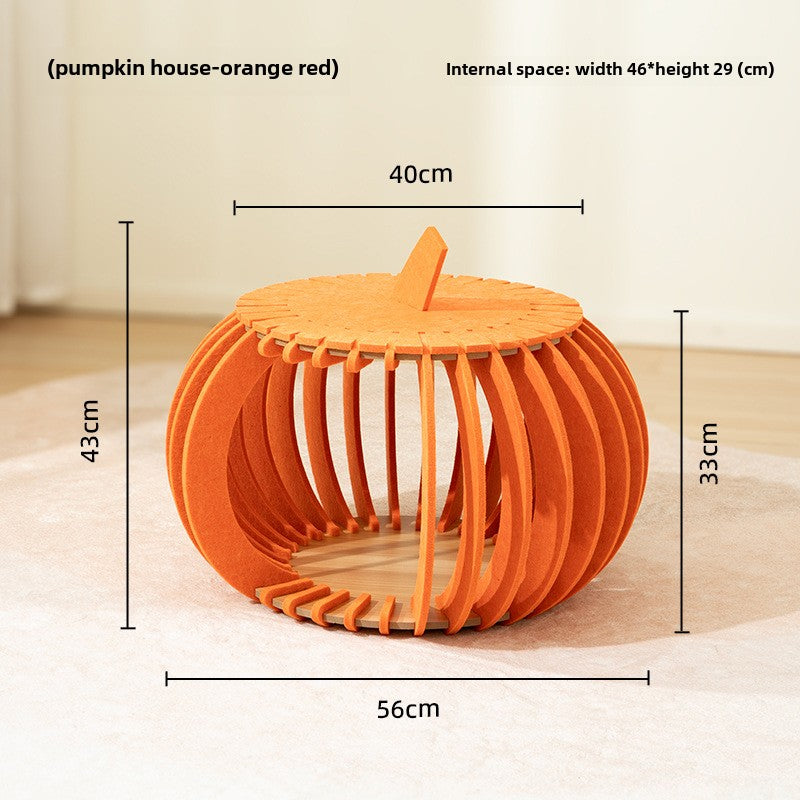 cattery Cat nest universal scratch-resistant felt nest cat toy creative pumpkin house wear-resistant semi-closed cat sleep