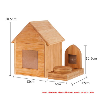 Wooden cat and dog commemorative box Pet supplies Wooden box with photo frame Drawer wooden pet urn